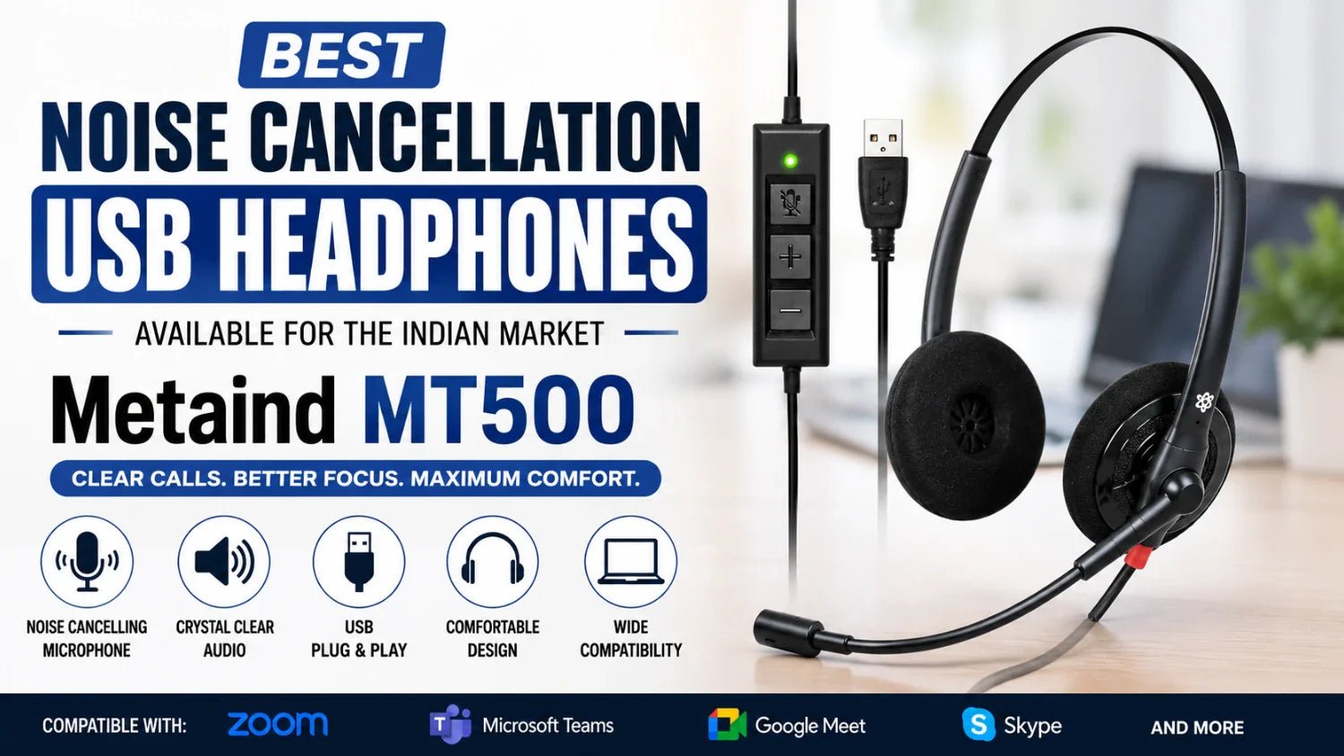 Best Noise Cancellation USB Headphones Available for the Indian Market - Metaind