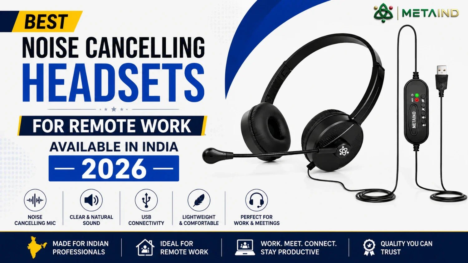 Best Noise Cancelling Headsets for Remote Work Available in India 2026 - Metaind