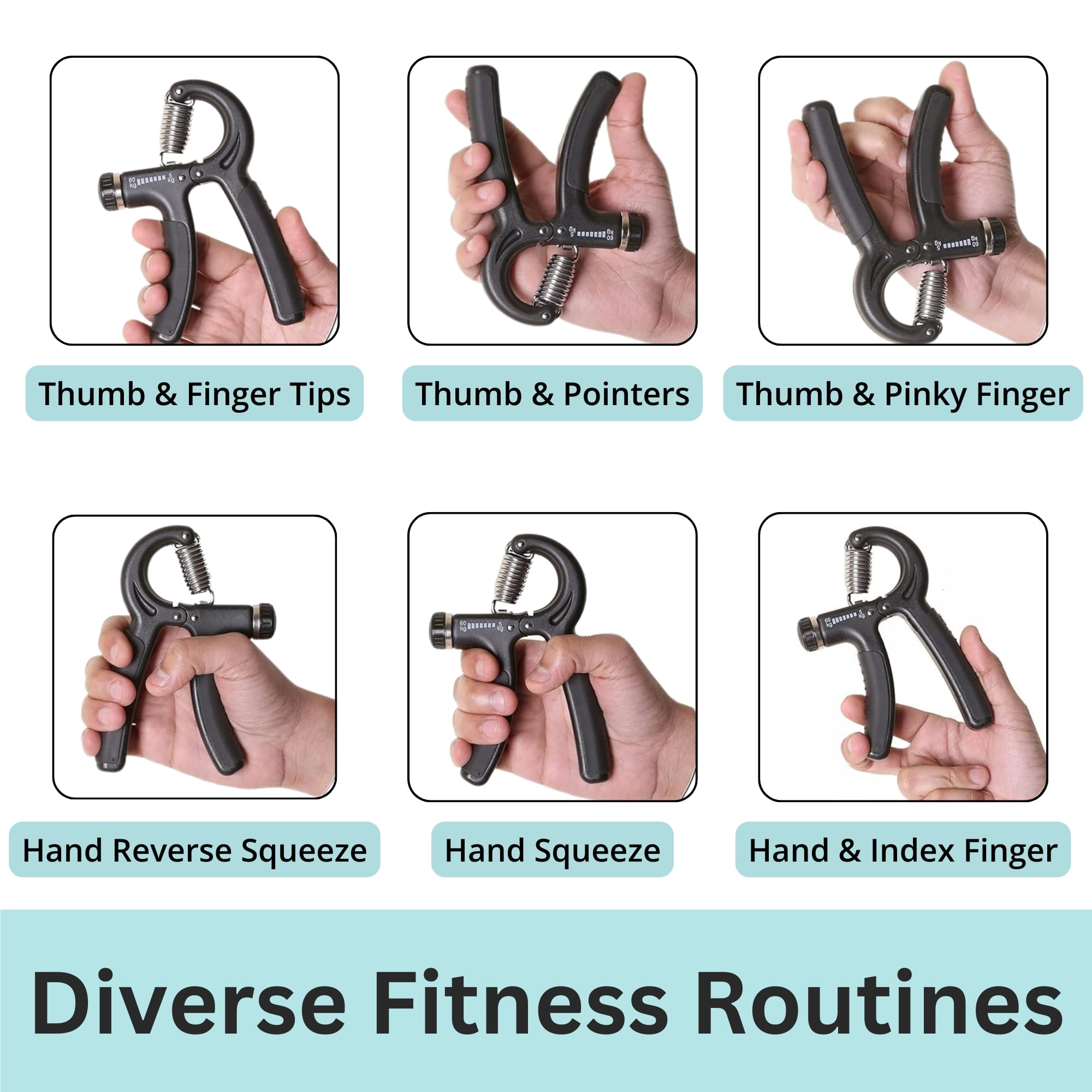 Metaind Adjustable Hand Gripper ,Model: META_HG60_Black (HSN:95069990) image 4