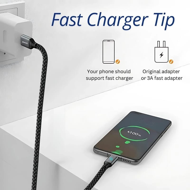 Metaind Unbreakable 3A Fast Charging Braided Type-C Cable Model: Meta_CR10 (HSN: 85447010) - Metaind