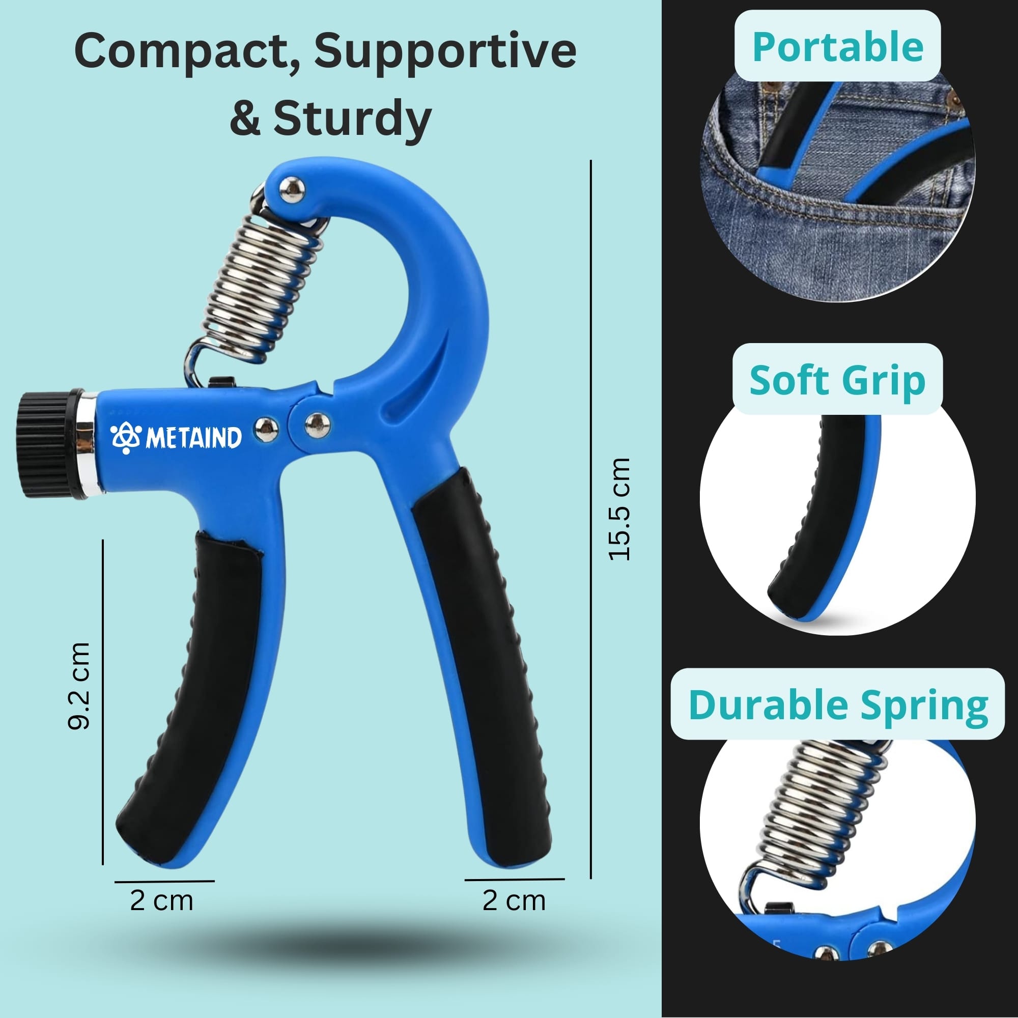 Metaind Adjustable Hand Gripper ,Model: META_HG60_Blue (HSN:95069990) image 2