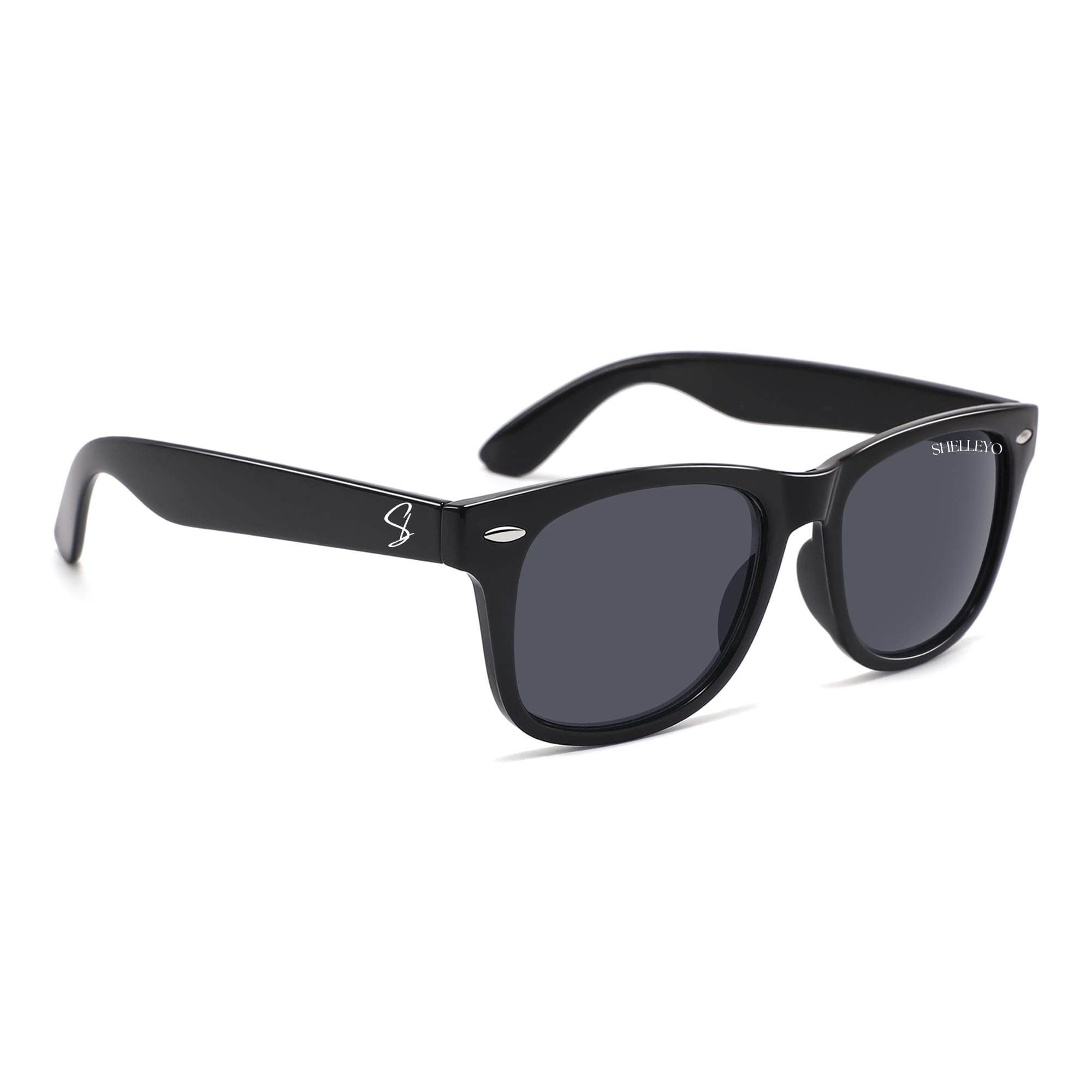 Shelleyo Unisex Kid's Wayfarer Sunglasses, Model: SLMK1022C1 (Black)(HSN:90041000) image 1