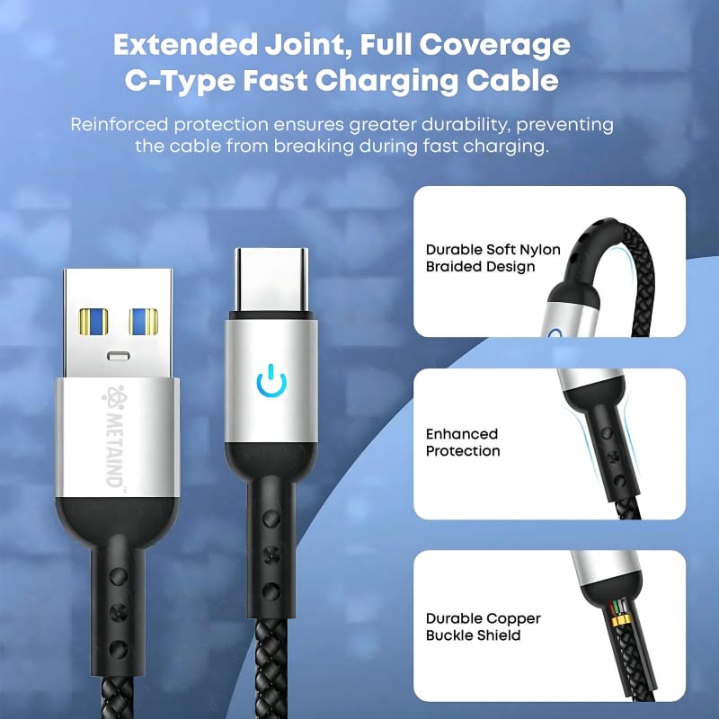 Metaind CR10 Braided Type C Cable Fast Charging