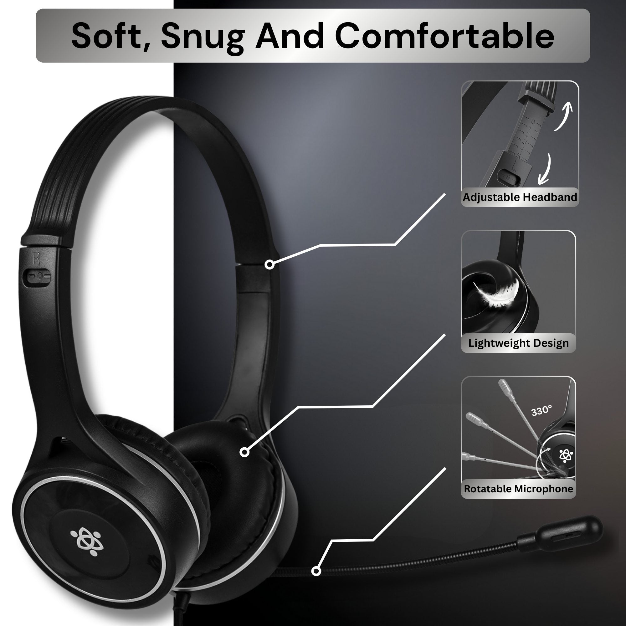 Metaind Wired 3.5 MM Headphone with Mic, Model: MT30_3.5MM (Black)(HSN:85183020)