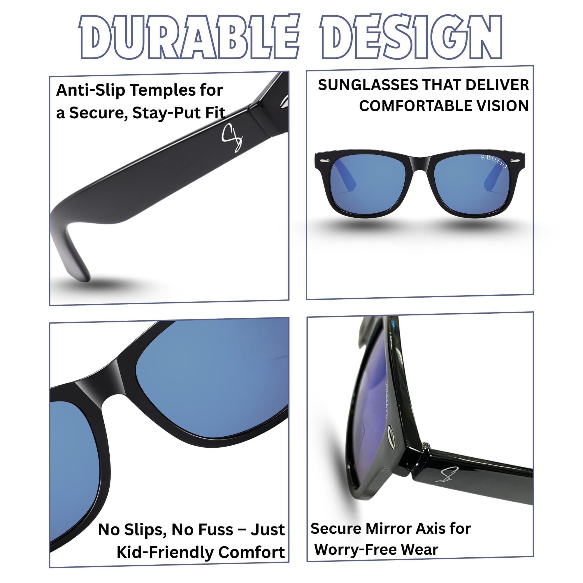 Shelleyo Unisex Kid's Wayfarer Sunglasses, Model: SLMK1022C4 (Black, Blue)(HSN:90041000) image 3