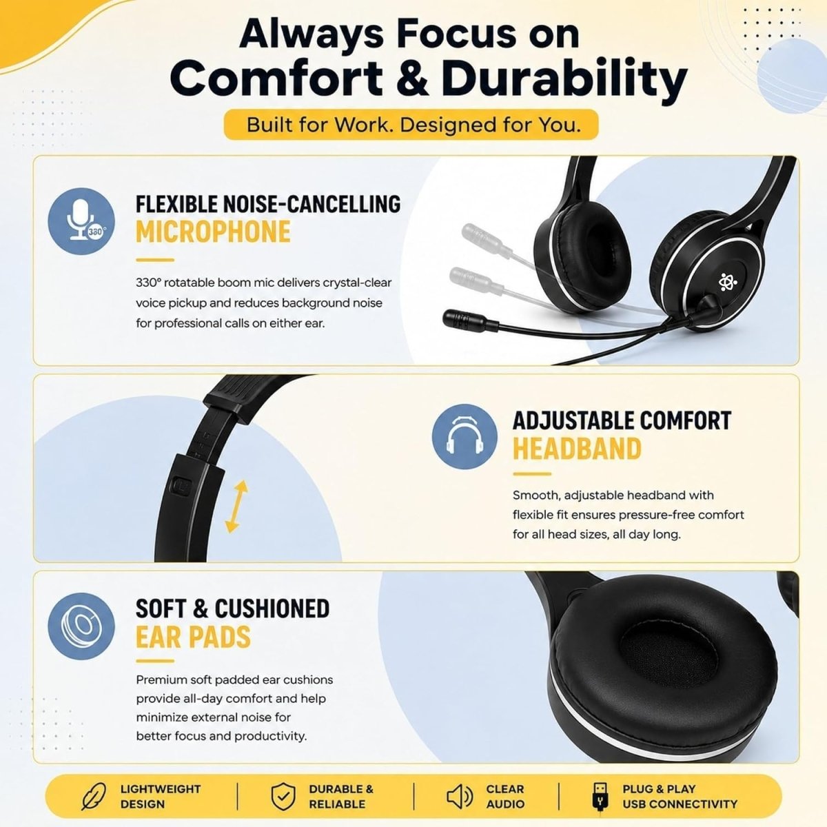 Metaind USB Headset with Mic, Model: Meta_MT30 (Black)(HSN:85183020) - Metaind