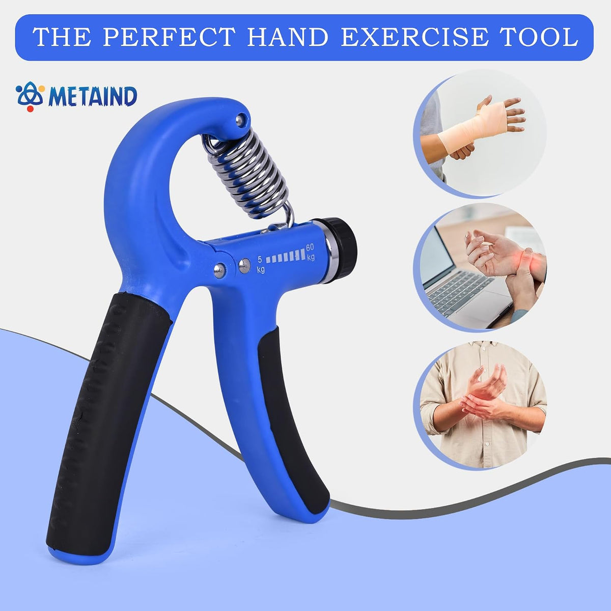 Metaind Adjustable Hand Gripper ,Model: META_HG60_Blue (HSN:95069990)