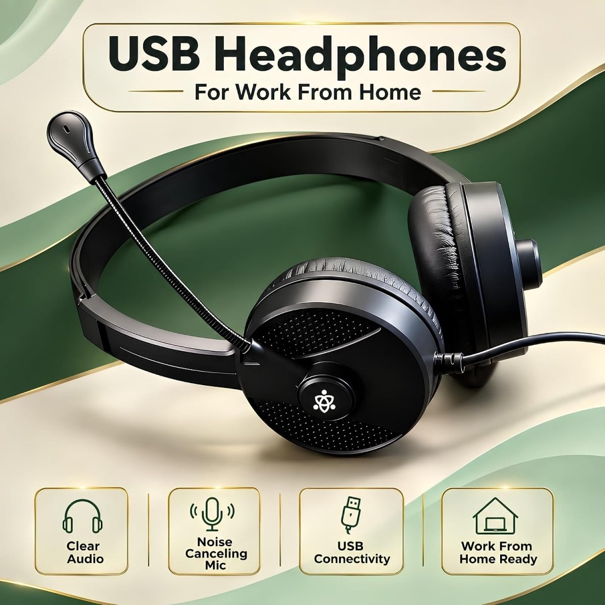 Metaind USB Headset with ENC Mic for Office, Model: Meta_MT50 (Black)(HSN:85183020) - Metaind