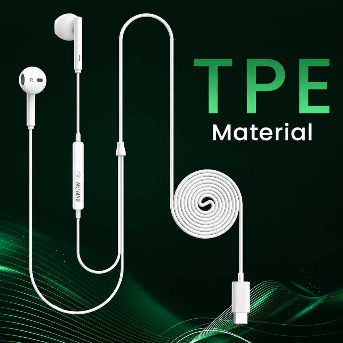 Metaind Wired USB Type-C Earphones for Android, Laptop & Tablet With Mic, Model: Meta_CT100 Pro (HSN:85183020) - Metaind