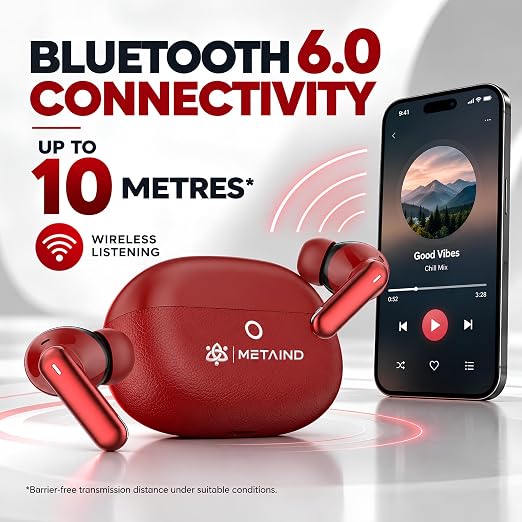 Metaind Podes TWS Earbuds with Mic, Model: 110 (Hibiscus Red)(HSN:85183000) - Metaind
