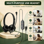 Metaind USB Headset with ENC Mic for Office, Model: Meta_MT50 (Black)(HSN:85183020) - Metaind