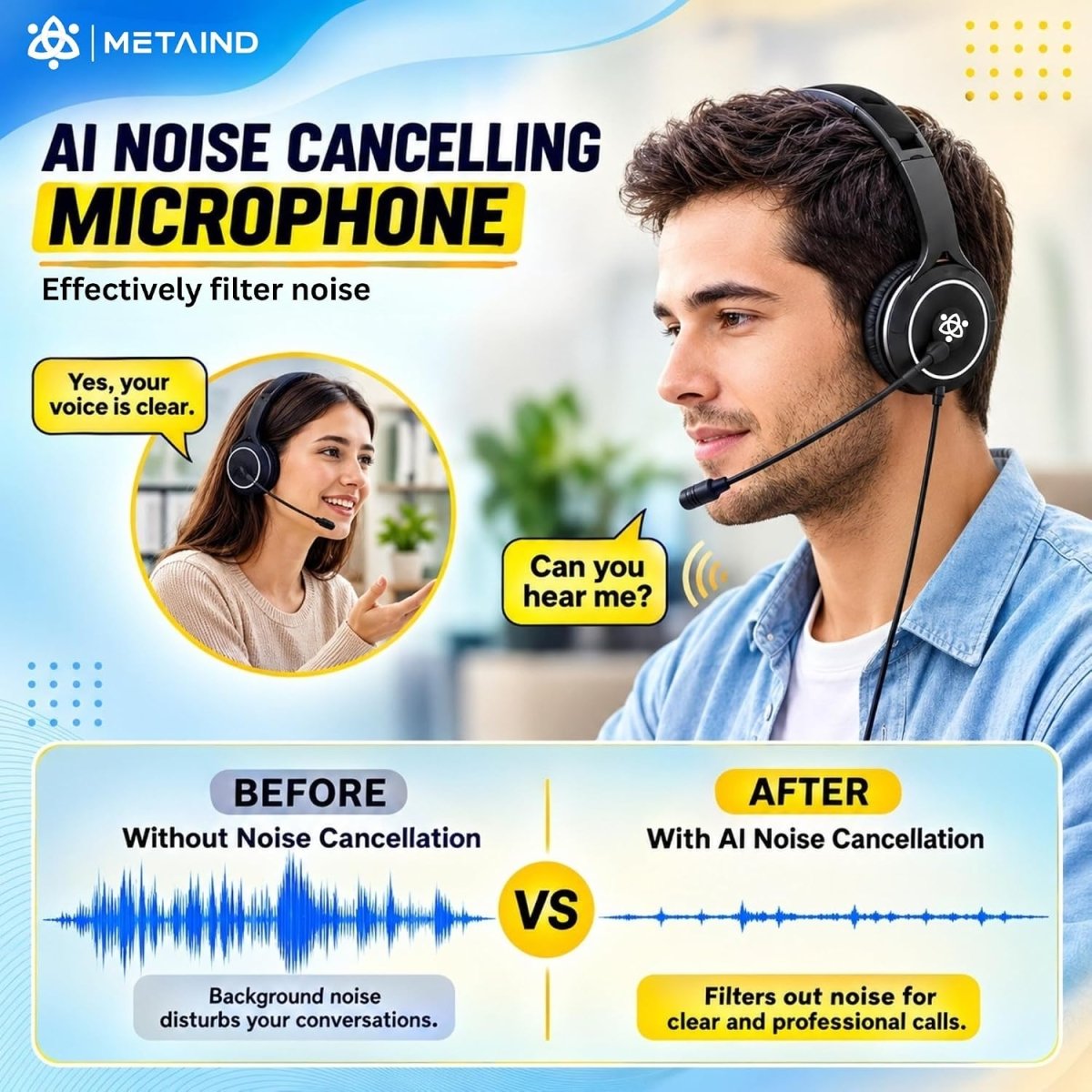 Metaind USB Headset with Mic, Model: Meta_MT30 (Black)(HSN:85183020) - Metaind