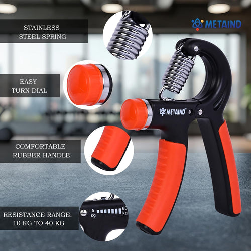 Metaind Adjustable Hand Gripper ,Model: META_HG60_Orange (HSN:95069990)