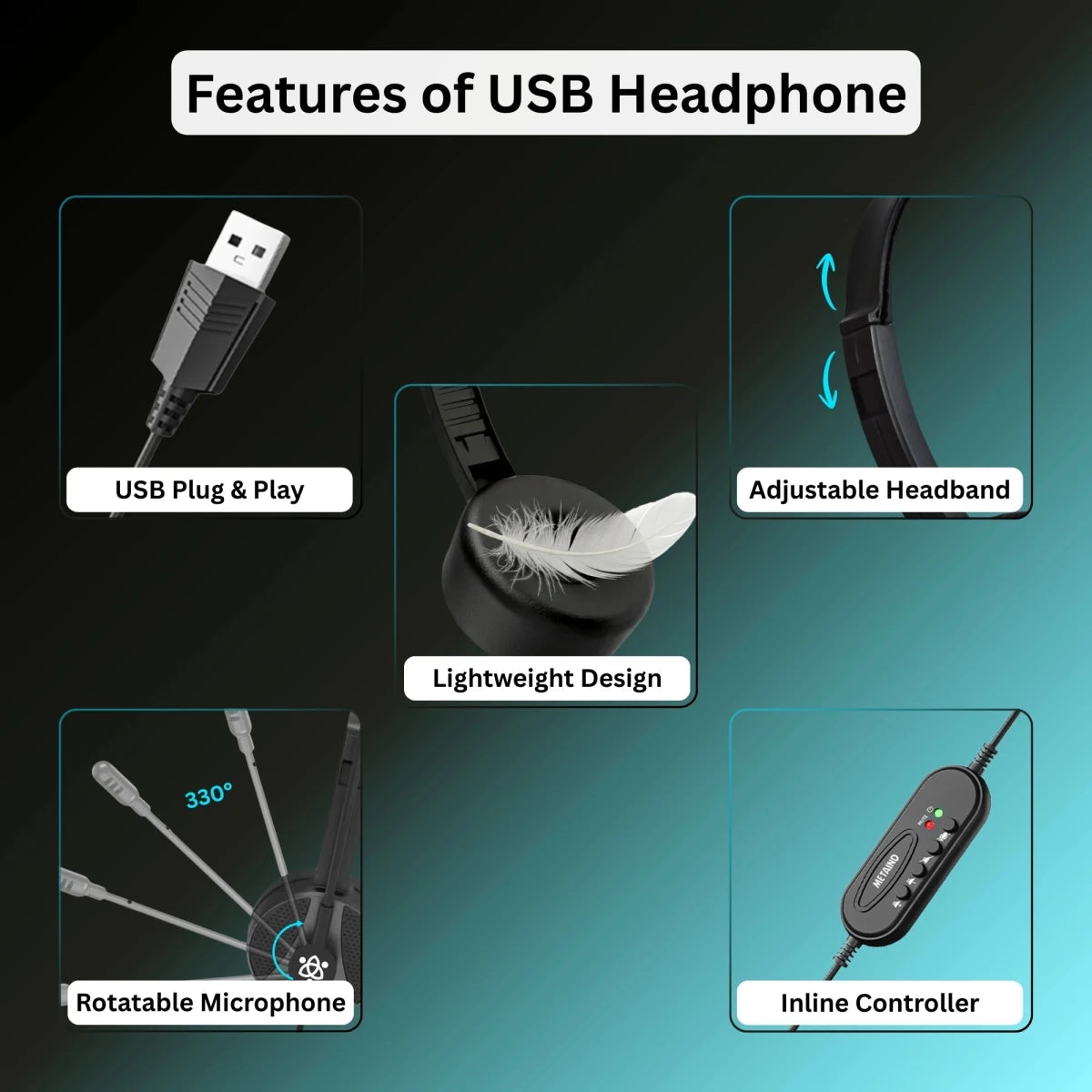 Metaind Mt50 USB Headset features 