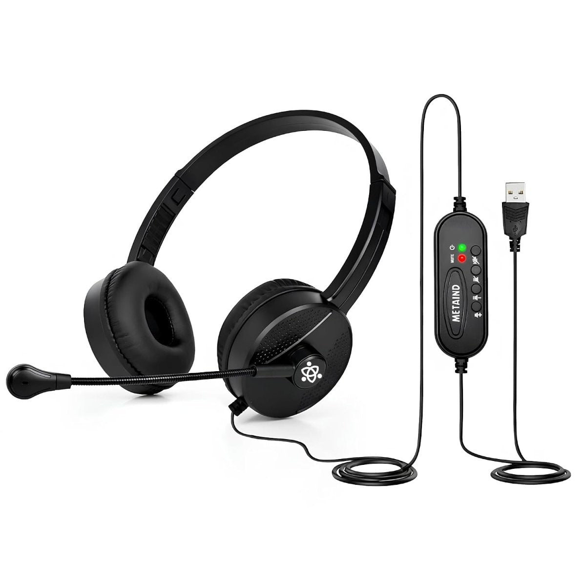 Metaind USB Headset with ENC Mic for Office, Model: Meta_MT50 (Black)(HSN:85183020) - Metaind