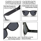 Shelleyo Unisex Kid's Wayfarer Sunglasses, Model: SLMK1022C1 (Black)(HSN:90041000) image 3