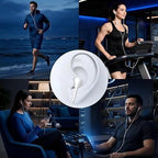 Collage of people using earphones 