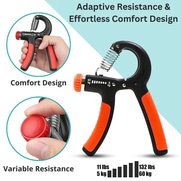 Metaind Adjustable Hand Gripper ,Model: META_HG60_Orange (HSN:95069990) - Image 2