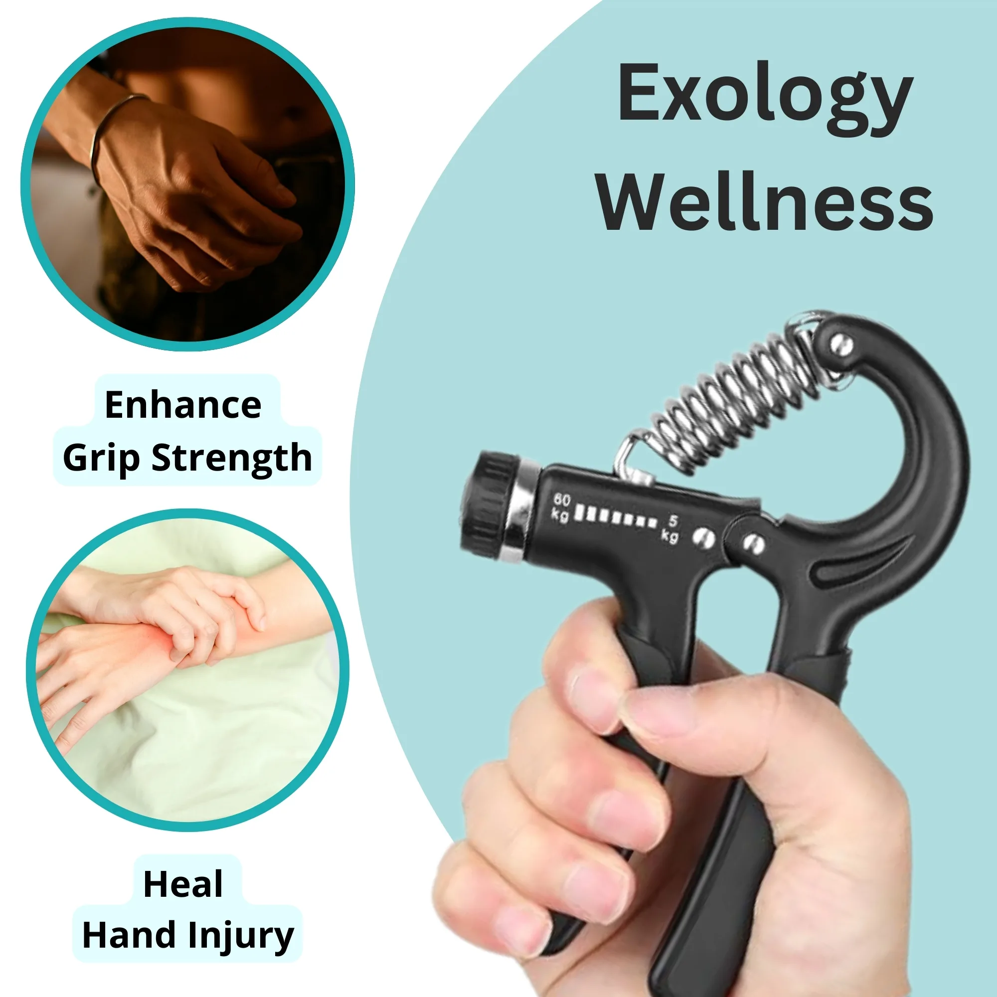 Metaind Adjustable Hand Gripper ,Model: META_HG60_Black (HSN:95069990) - Image 3