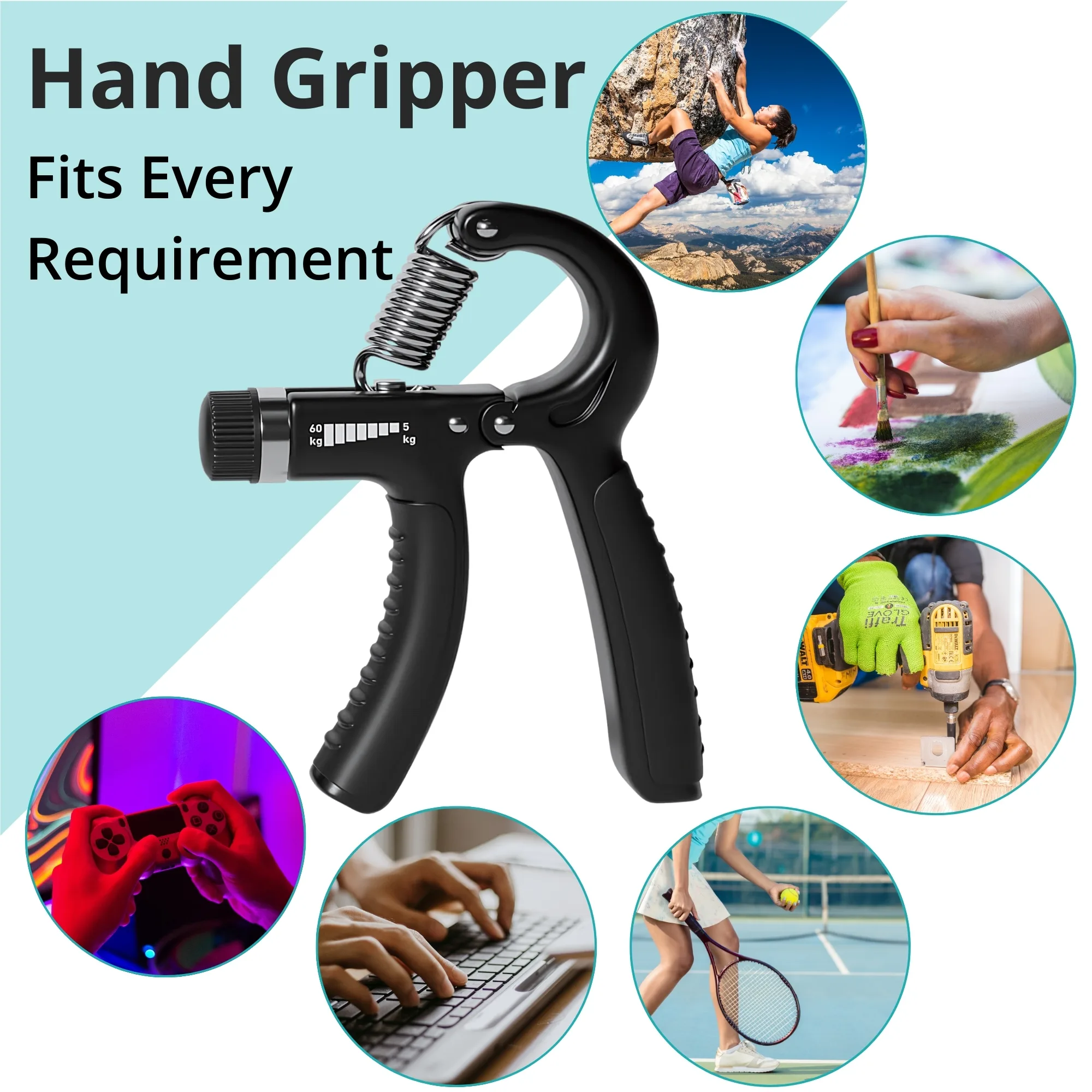 Metaind Adjustable Hand Gripper ,Model: META_HG60_Black (HSN:95069990) - Image 6