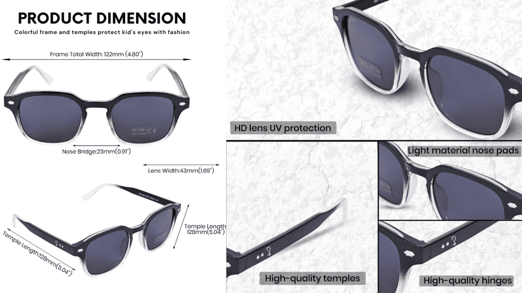 sunglasses dimention