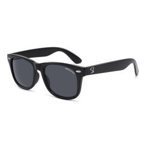 Shelleyo Unisex Kid's Wayfarer Sunglasses, Model: SLMK1022C1 (Black)(HSN:90041000)