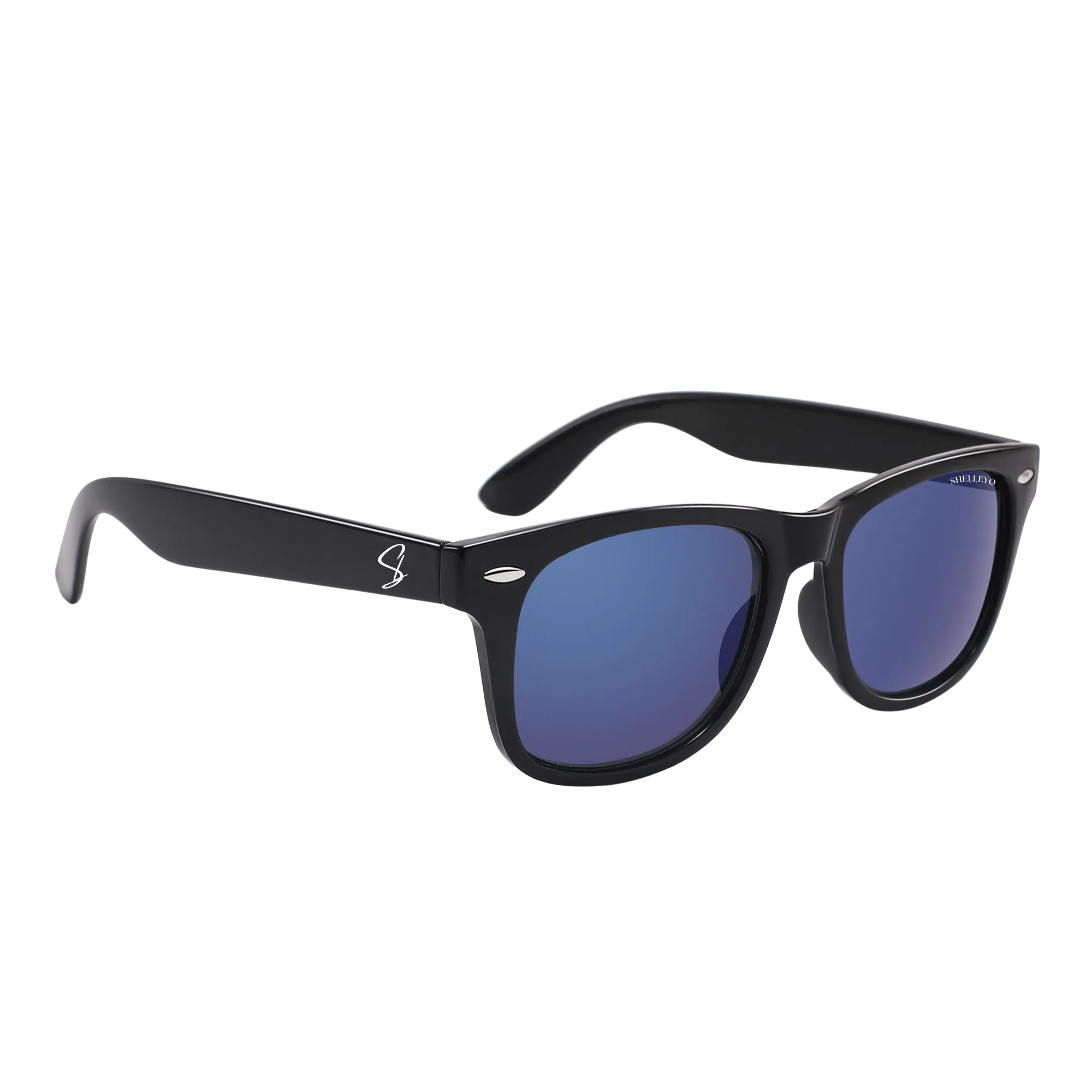 Shelleyo Unisex Kid's Wayfarer Sunglasses, Model: SLMK1022C4 (Black, Blue)(HSN:90041000) - Image 2