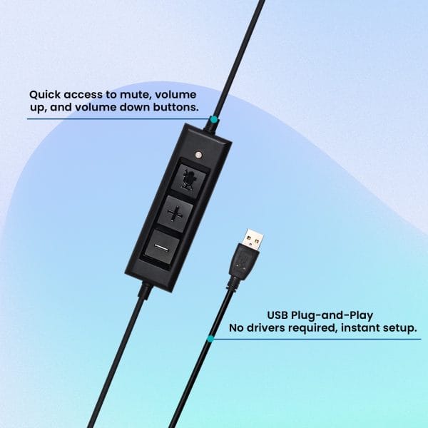 Metaind USB Headset with Noise Cancelling Mic, Model: Meta_MT500 (Black)(HSN:85183020) - Image 3