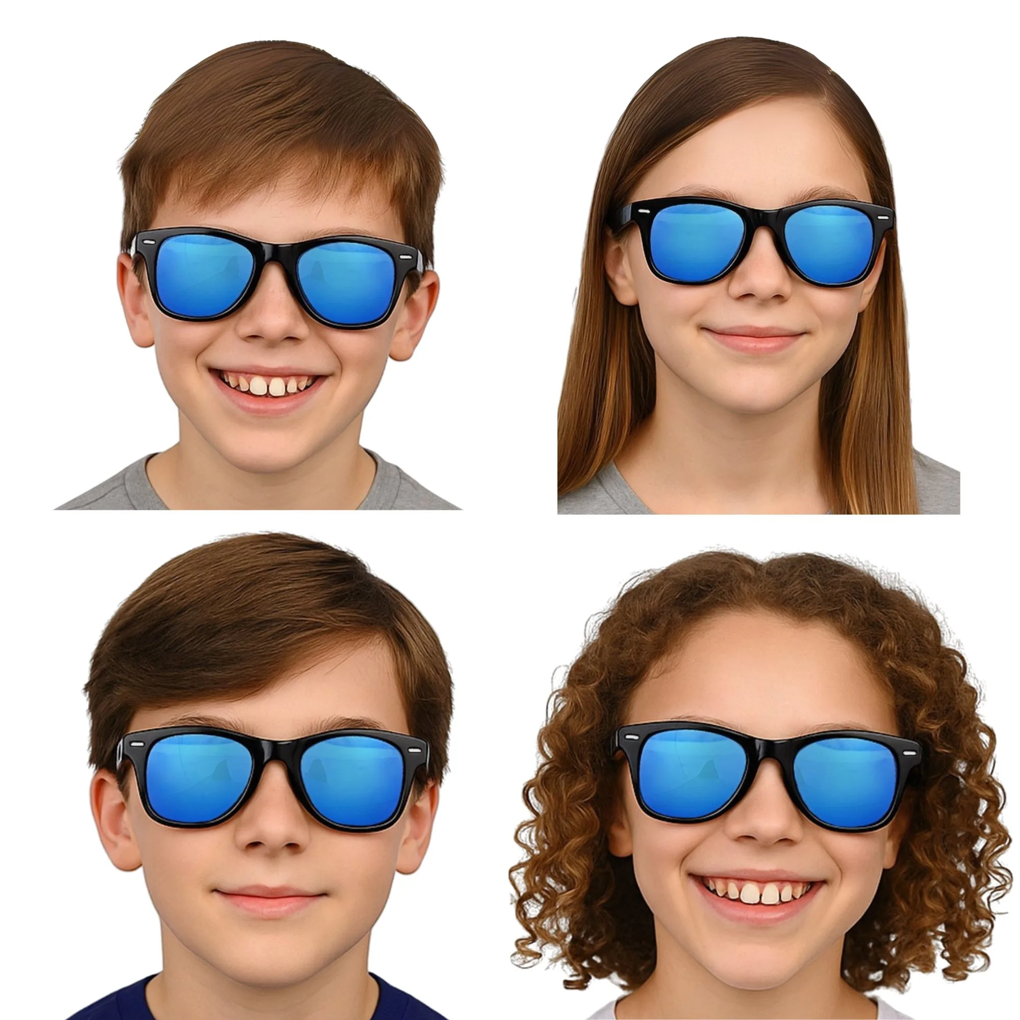 Shelleyo Unisex Kid's Wayfarer Sunglasses, Model: SLMK1022C4 (Black, Blue)(HSN:90041000) - Image 5