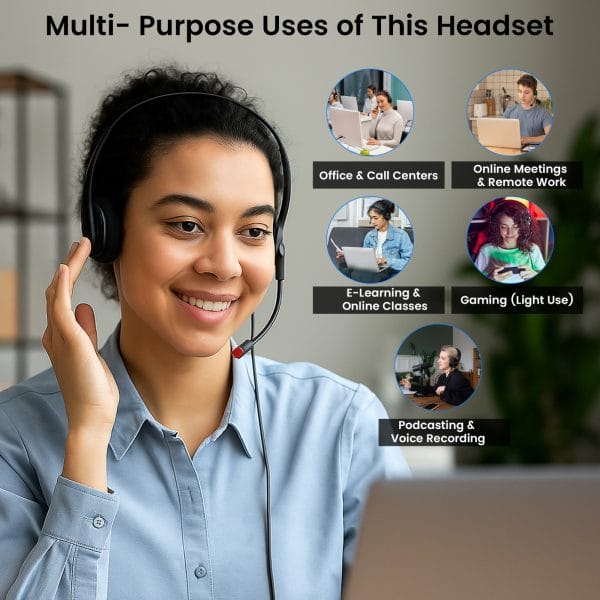 Metaind USB Headset with Noise Cancelling Mic, Model: Meta_MT500 (Black)(HSN:85183020) - Image 6