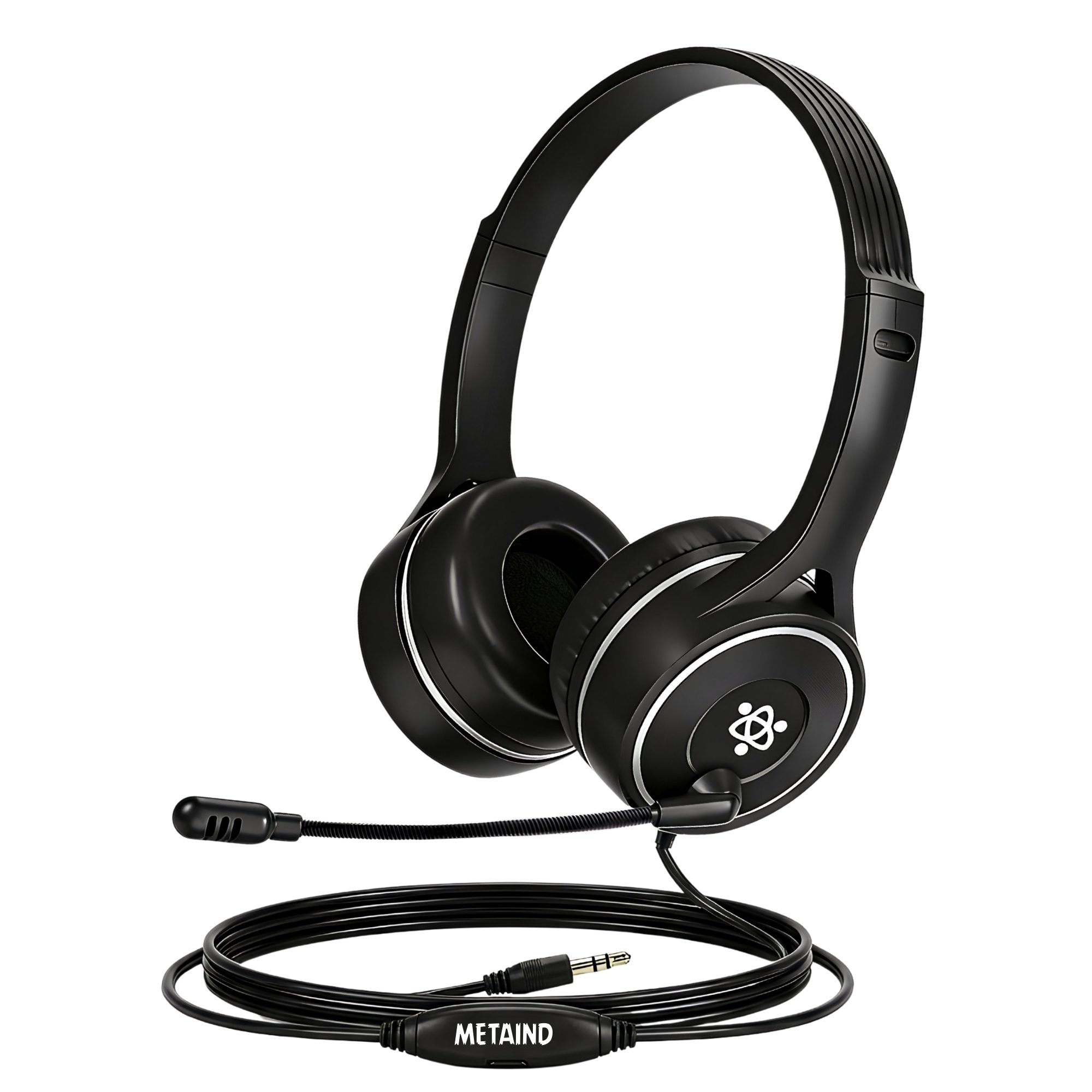 Metaind Wired 3.5 MM Headphone with Mic, Model: MT30_3.5MM (Black)(HSN:85183020) - Image 2